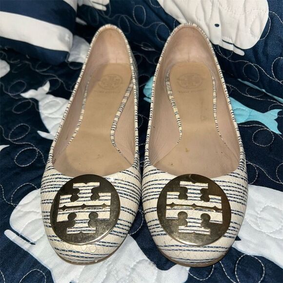 Tory Burch Reva Ballet Flats Women's 8.5 Multicolor Striped Casual - Picture 1 of 8
